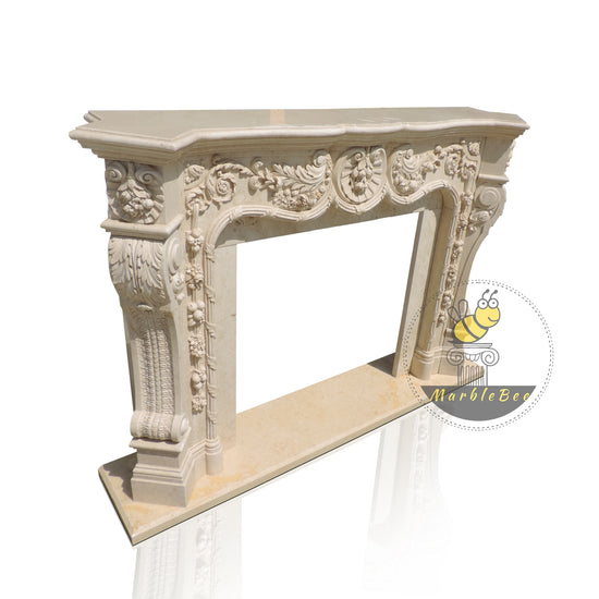 French Style Limestone Fireplace Surround