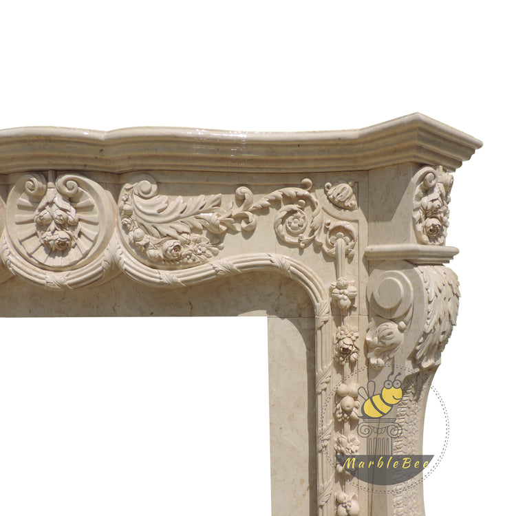 French Style Limestone Fireplace Surround