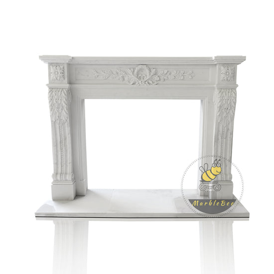 French  Vintage Gothic Marble Fireplace Surround