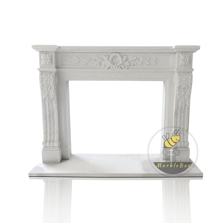 French  Vintage Gothic Marble Fireplace Surround