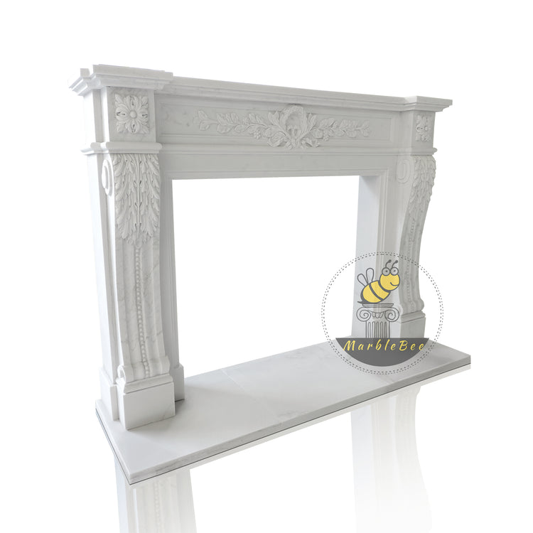 French Vintage Gothic Marble Fireplace Surround