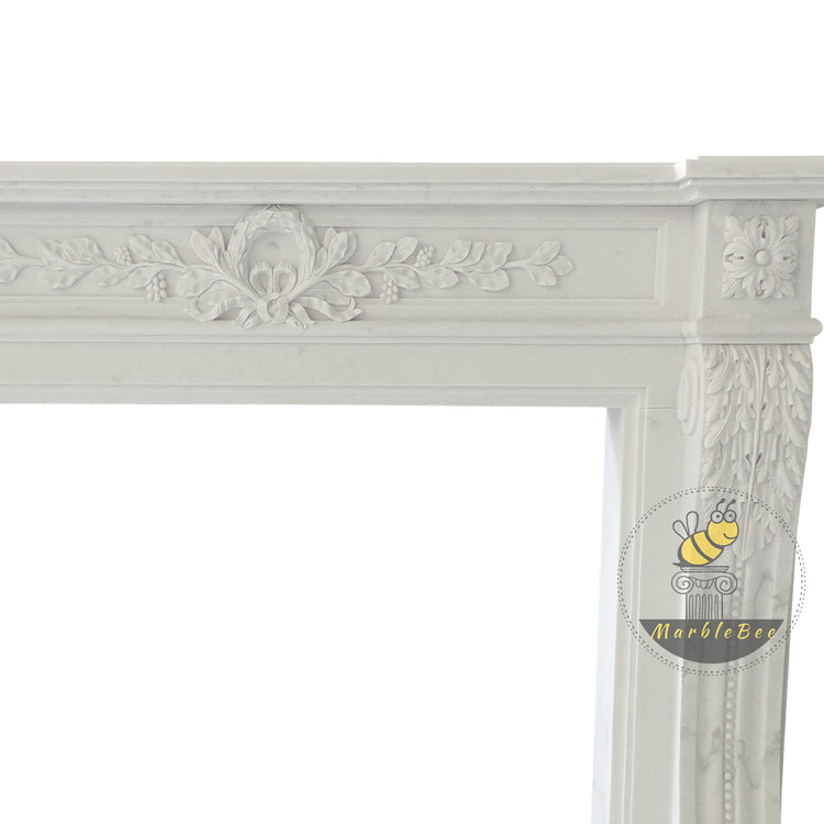 French Vintage Gothic Marble Fireplace Surround