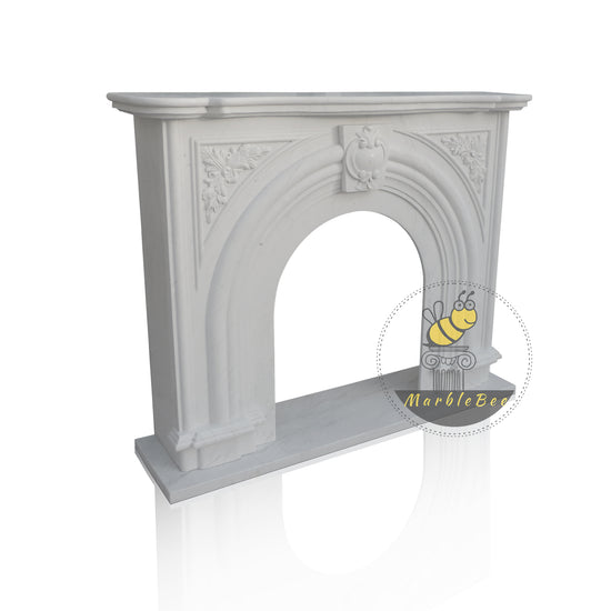 Elegant French White Marble Parisian Fireplace Mantel