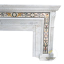 White Marble Fireplace Mantel -Neoclassical with Pietra Dura Inlay