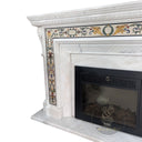 White Marble Fireplace Mantel -Neoclassical with Pietra Dura Inlay