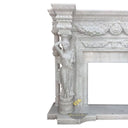 White Marble Fireplace Empire Style with Caryatid Sculptures