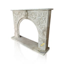 Travertine Fireplace Mantel shelf arched opening Tuscan style