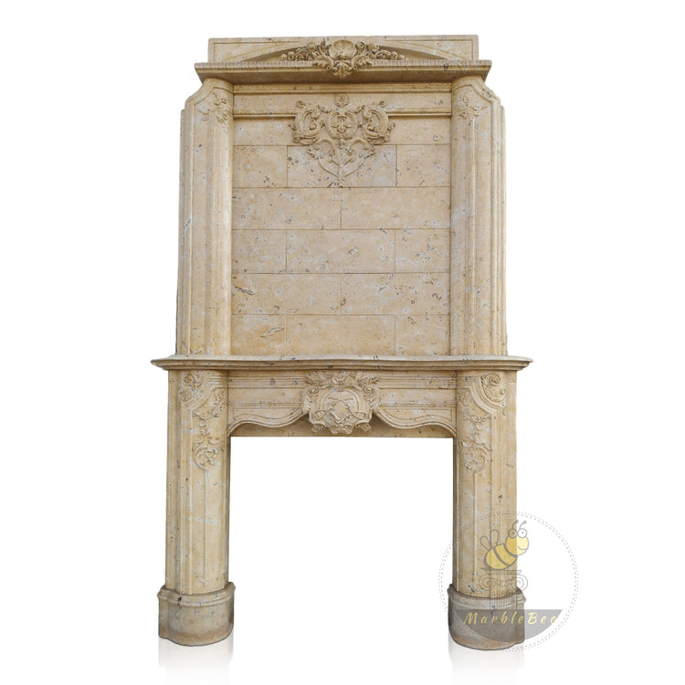 Light Brown Marble Fireplace Overmantel