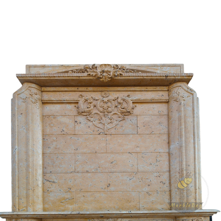 Light Brown Marble Fireplace Overmantel