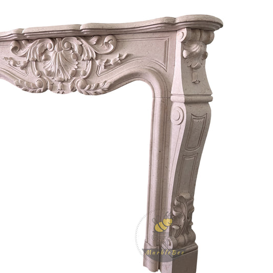 Beige French Marble fireplace