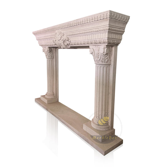 Moonlight Beige Limestone Fireplace