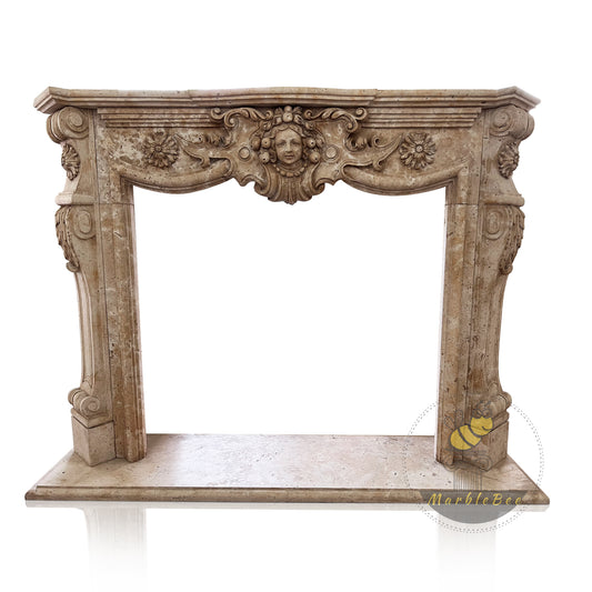 Light Brown Limestone Fireplace surround