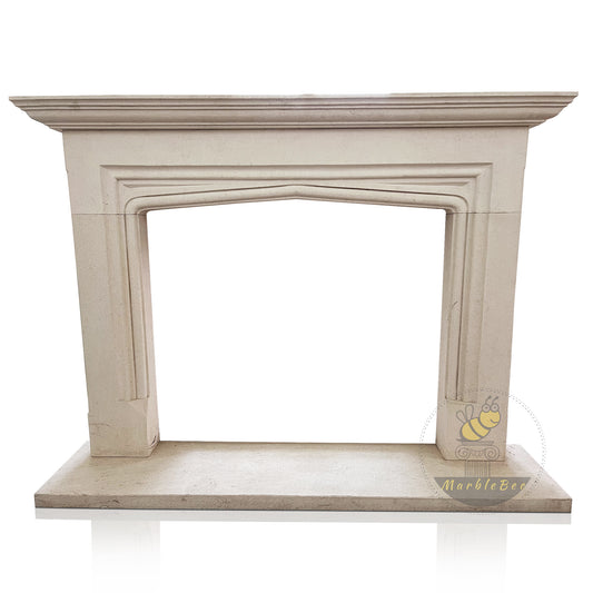 Moonlight Beige Modern Stone Fireplace