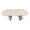 Oval Marble Dining Table Beige Travertine Instock with Free Delivery