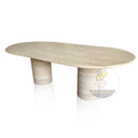Marble Dining Table Set For 6 Beige Travertine In Stock with Free Delivery