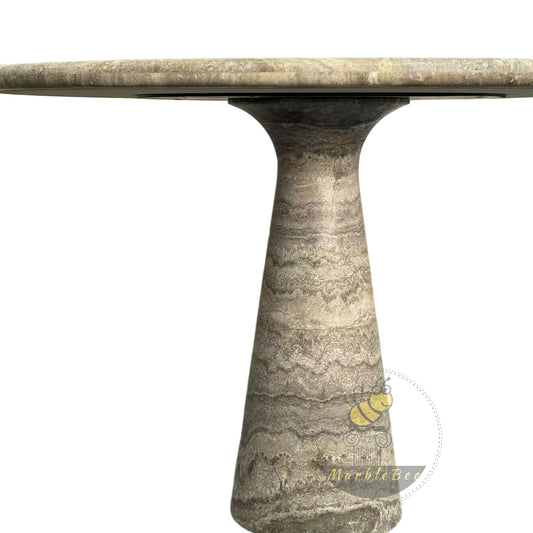 Marble Tulip Table Silver Travertine In Stock with Free Delivery