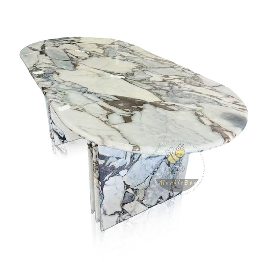Large Oval Marble Table Calacatta In Stock with Free Delivery
