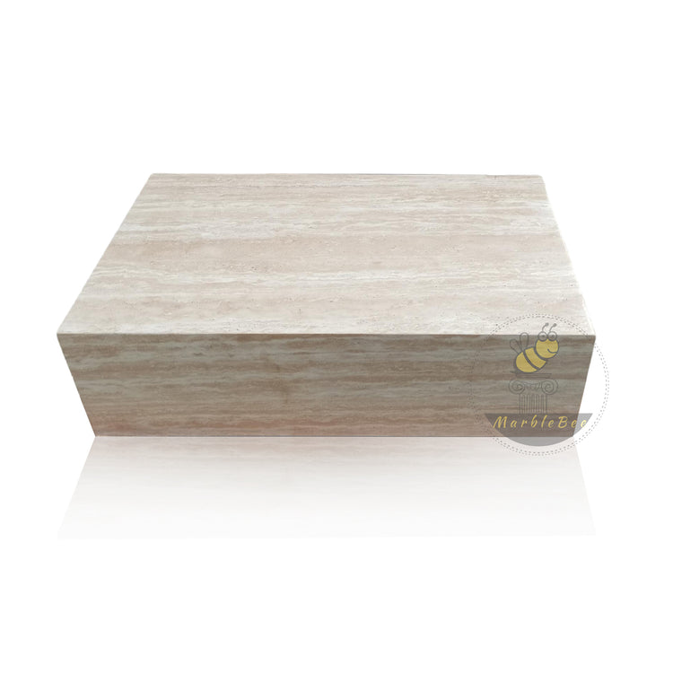Cream Marble Coffee Table Beige Travertine In Stock with Free Delivery