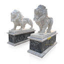 Pair Of Lion Statues With Pedestals