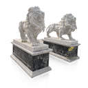 Pair Of Lion Statues With Pedestals
