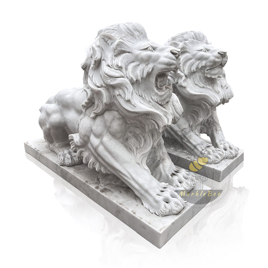 White Marble Large Lion Statues For Sale
