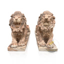 Red Marble Large Lion Statues For Sale