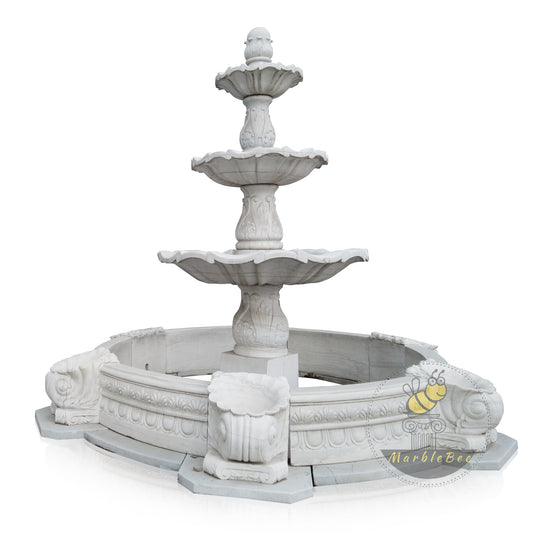 White Marble Bird Bath Fountain
