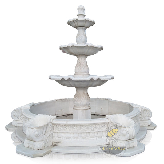 White Marble Garden With Fountain