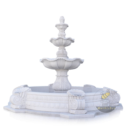 White Marble Waterfall Fountain Outdoor