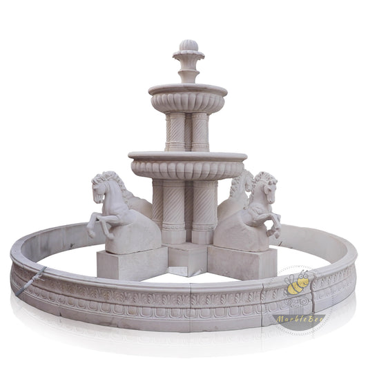 White Marble Exterior Water Fountain