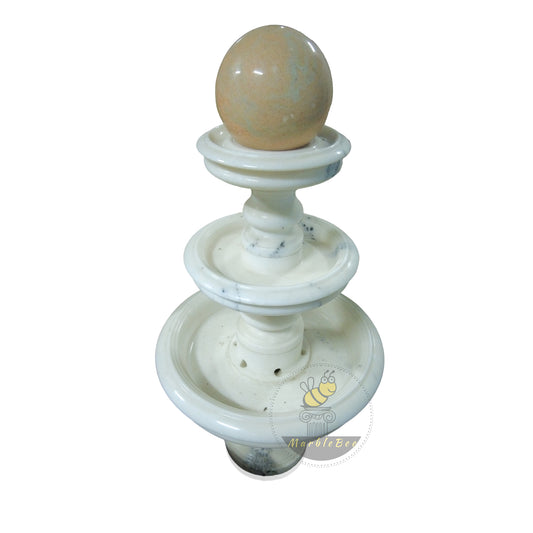 White Marble & Sunset Marble Fountain For Pond