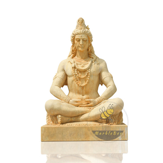 Lord Shiva White Antique Style Marble Statue