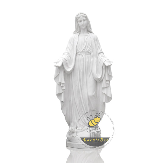 hand carve white outdoor religious marble statue of mother mary