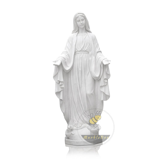 Life-Size White Marble Virgin Mary Statue