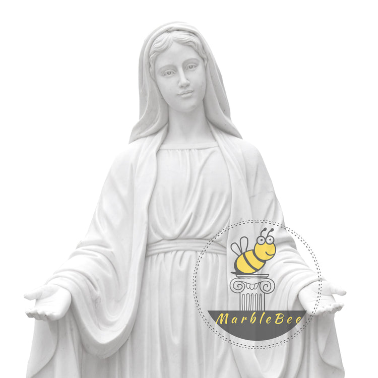 hand carve white outdoor religious marble statue of mother mary