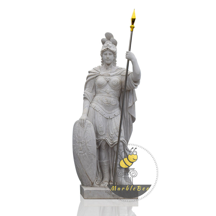 Outdoor Garden Antique Men and Female Marble Warrior Sculpture Greek Athena Statue 