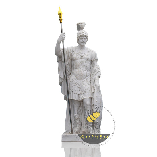 Outdoor Garden Antique Men and Female Marble Warrior Sculpture Greek Athena Statue 