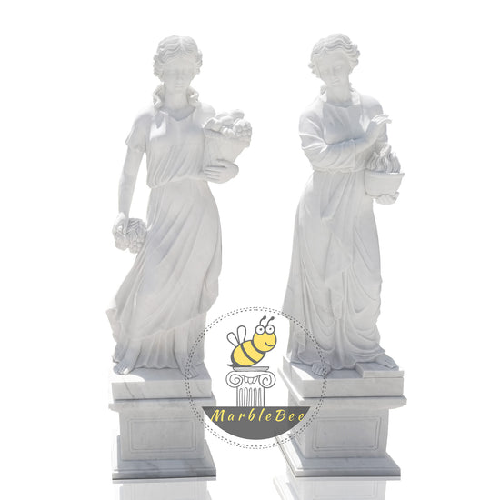 Outdoor Garden Life Size White Marble Greek Four Seasons Gods Statues Beautifully Crafted