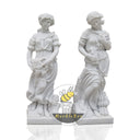 Hand Carved White Marble God and Goddess Four Seasons Woman Statue for Garden Decor
