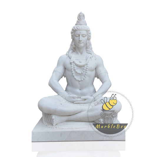 Custom Made White Marble Shiva Statue for Sale