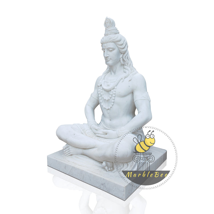 Custom Made White Marble Shiva Statue for Sale