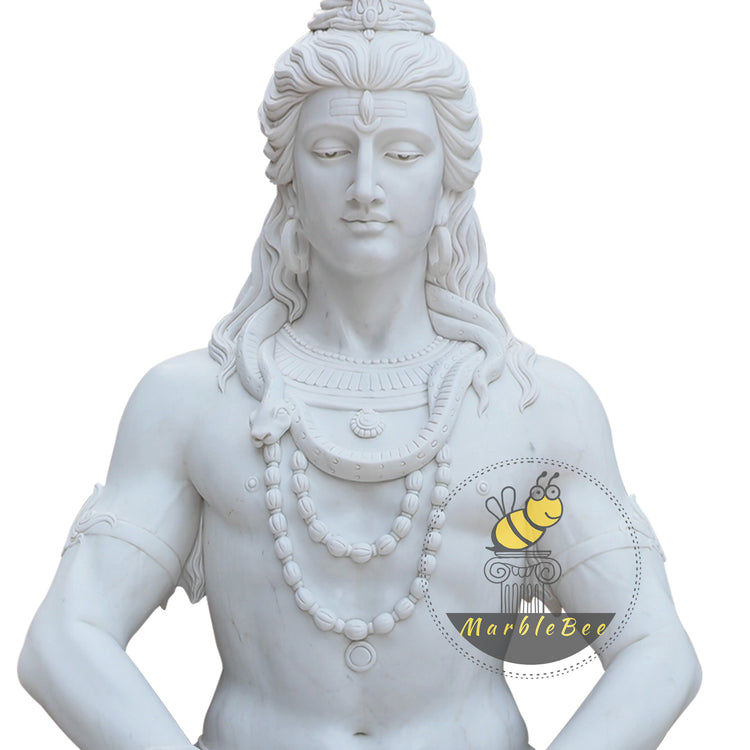 Custom Made White Marble Shiva Statue for Sale