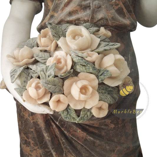 White and Brown Marble Athena Garden Statue
