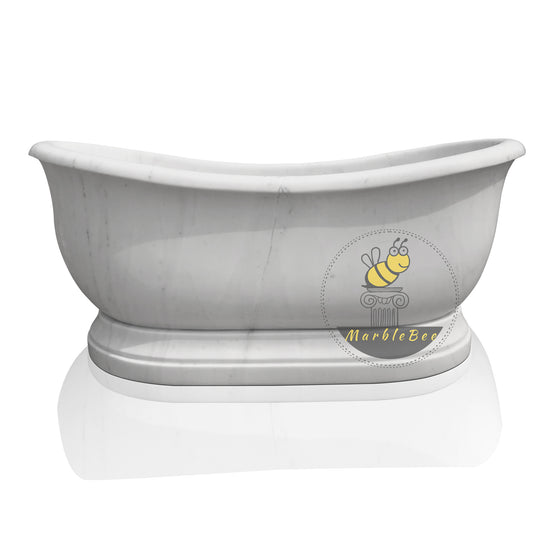 Double-ended freestanding marble bathtub