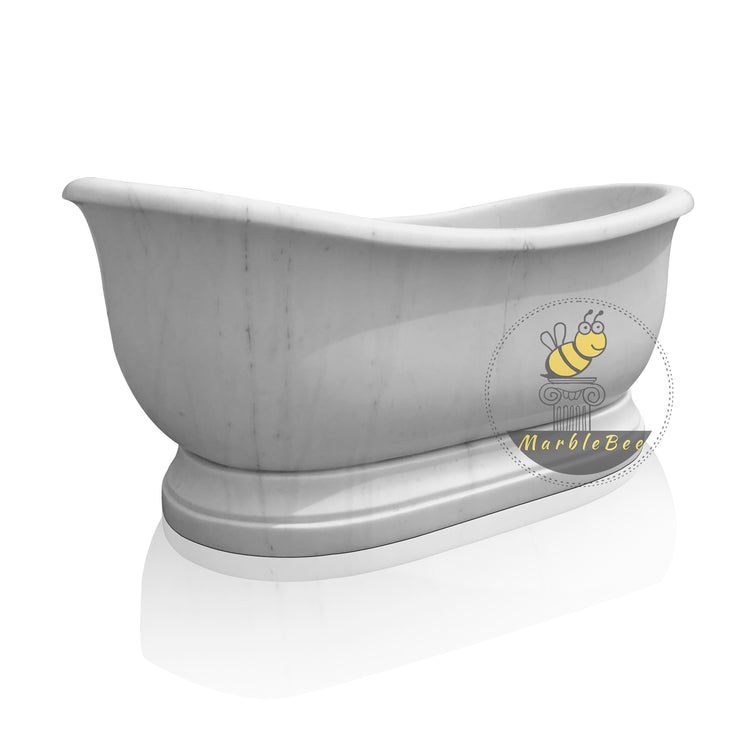 Double-ended freestanding marble bathtub