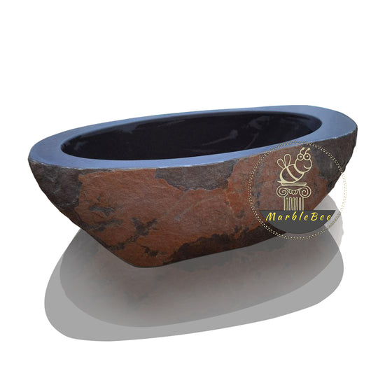 boat shape natural stone bathtub for outdoor bathing