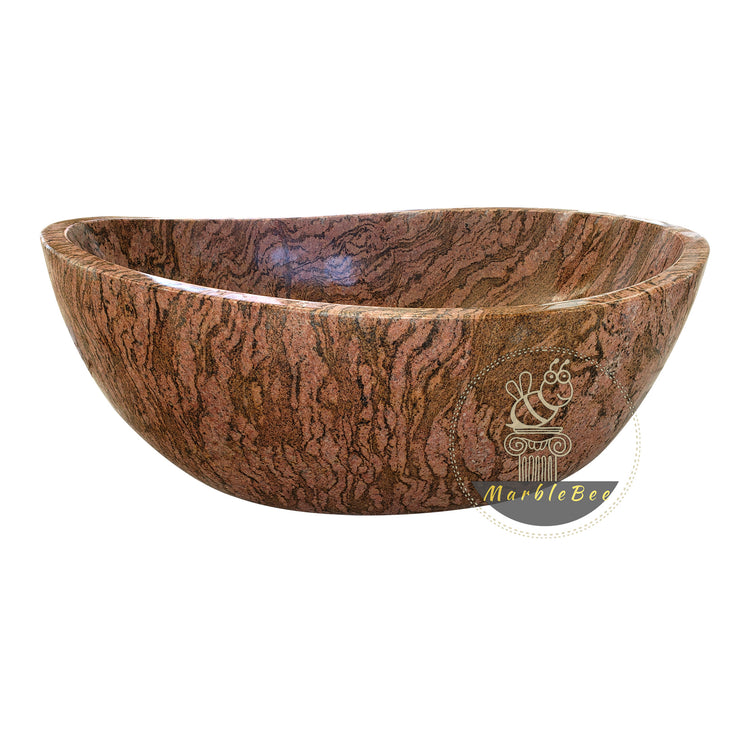 Marblebee Hand-Carved Marble Bathtub in Tiger Red Marble