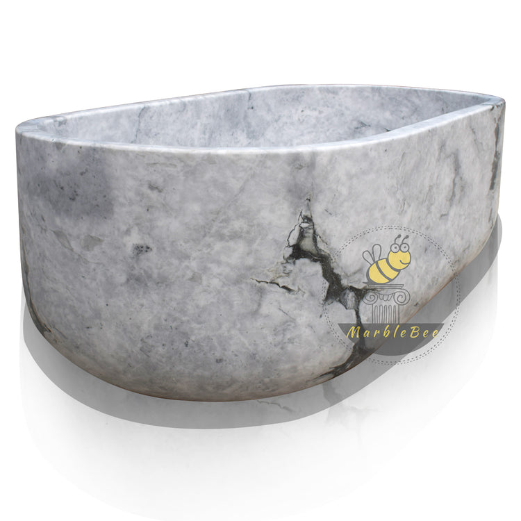 Marblebee White Marble Bathtub Made from Arabescato Marble