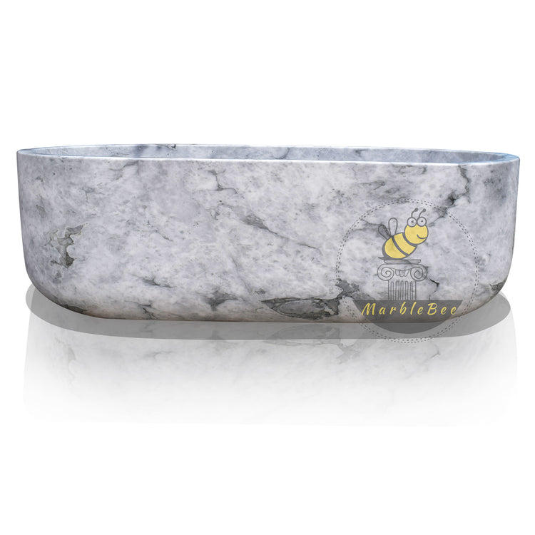 Marblebee White Marble Bathtub Made from Arabescato Marble