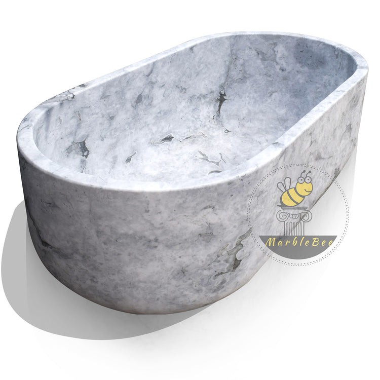 Marblebee White Marble Bathtub Made from Arabescato Marble